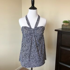 Black and White Flowy Halter Top Size S